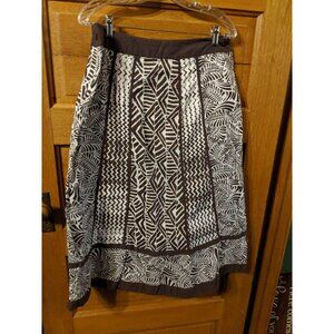 Catos Womens A-line Skirt Size 12 Modest White Brown Aztec Lined